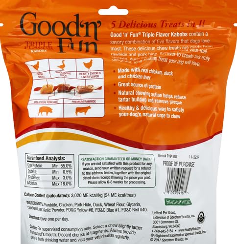 Good'N'Fun Triple Flavored Rawhide Kabobs for Dogs, 1.5 Pound (Pack of 1)-UPStoxs