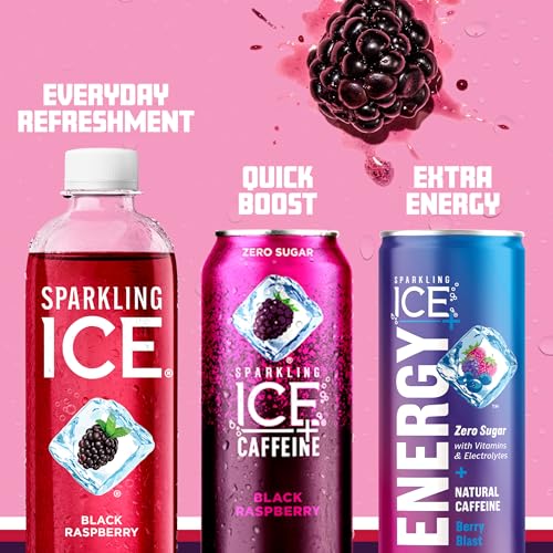 Sparkling Ice, Black Raspberry Sparkling Water, Zero Sugar Flavored Water, with Vitamins and Antioxidants, Low Calorie Beverage, 17 fl oz Bottles (Pack of 12)-UPStoxs
