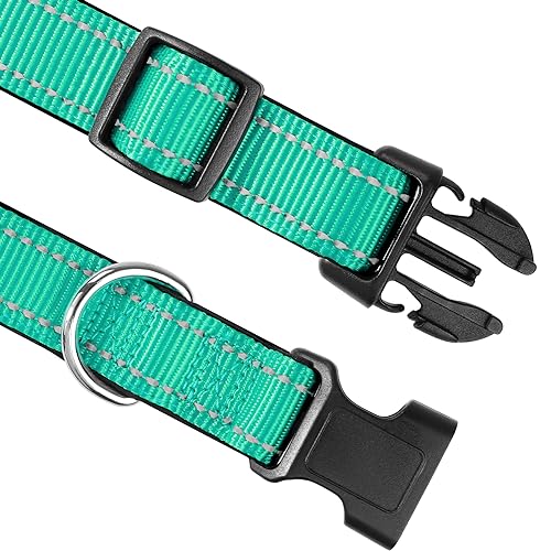Joytale Reflective Dog Collar,Soft Neoprene Padded Breathable Nylon Pet Collar Adjustable for Medium Dogs,Teal,M-UPStoxs