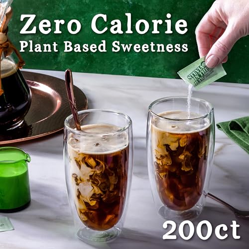 Stevia In The Raw, Plant Based Zero Calorie, No Erythritol, Sugar Substitute, Sugar-Free Sweetener for Coffee, Hot & Cold Drinks, Suitable For Diabetics, Vegan, Gluten-Free, 200 Count Packets (1 Pack)-UPStoxs