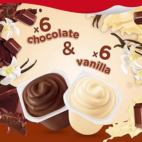 Snack Pack Chocolate and Vanilla Flavored Pudding Cups Family Pack, 12 Count Pudding Cups (1 Pack)-UPStoxs
