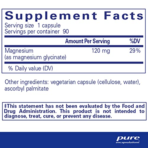 Pure Encapsulations Magnesium (Glycinate) - Supplement to Support Stress Relief, Sleep, Heart Health, Nerves, Muscles, and Metabolism* - with Magnesium Glycinate - 90 Capsules-UPStoxs