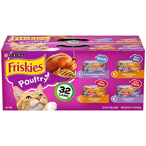 Purina Friskies Gravy Wet Cat Food Variety Pack, Poultry Shreds, Meaty Bits & Prime Filets - (Pack of 32) 5.5 oz. Cans-UPStoxs