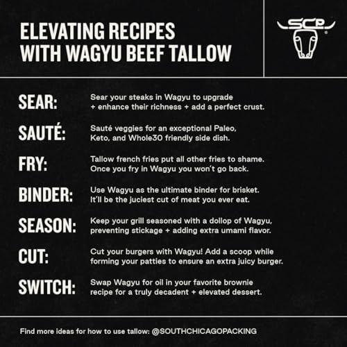 South Chicago Packing Wagyu Beef Tallow, 42 Ounces, Paleo-friendly, Keto-friendly, 100% Pure Wagyu-UPStoxs
