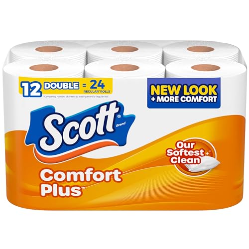 Scott ComfortPlus Toilet Paper, 12 Double Rolls, 231 Sheets per Roll, Septic-Safe, 1-Ply Toilet Tissue-UPStoxs