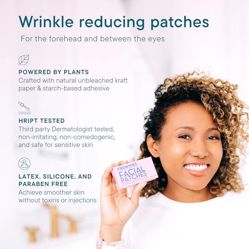FROWNIES Forehead and Between the Eyes Wrinkle Patches - Hypoallergenic Facial Patches to Smooth & Soften Forehead Wrinkles & Eleven Lines - For Overnight Use, 144 Patches-UPStoxs