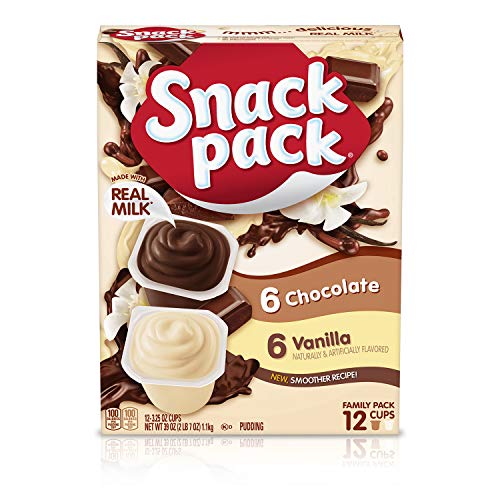 Snack Pack Chocolate and Vanilla Flavored Pudding Cups Family Pack, 12 Count Pudding Cups (1 Pack)-UPStoxs