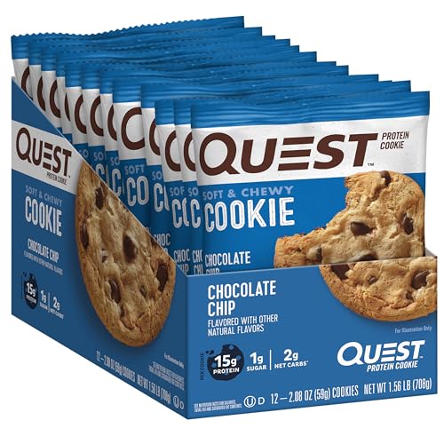 Quest Nutrition Chocolate Chip Protein Cookie; Keto Friendly; High Protein; Low Carb; 12 Count-UPStoxs