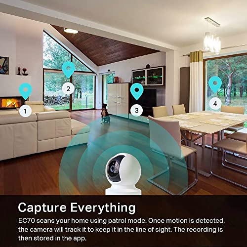 Kasa Indoor Pan/Tilt Smart Security Camera, 1080p HD Dog-Camera,2.4GHz with Night Vision,Motion Detection for Baby and Pet Monitor, Cloud & SD Card Storage, Works with Alexa& Google Home (EC70), White-UPStoxs