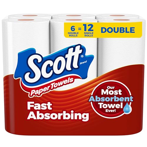 Scott Paper Towels, Choose-A-Sheet, 6 Double Rolls = 12 Regular Rolls (100 Sheets Per Roll)-UPStoxs