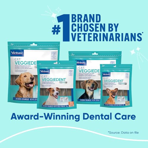 Virbac CET Veggiedent FR3SH Tartar Control Chews for Dogs, Medium (Pack of 30)-UPStoxs