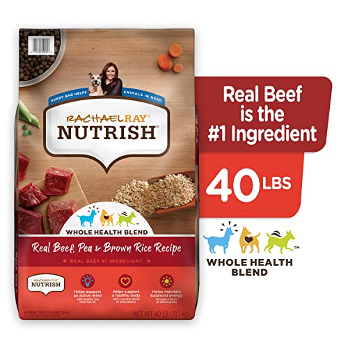 Rachael Ray Nutrish Premium Natural Dry Dog Food with Added Vitamins, Minerals & Taurine, Real Beef, Pea, & Brown Rice Recipe, 40 Pounds (Packaging May Vary)-UPStoxs