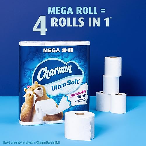 Charmin Ultra Soft Toilet Paper 6 Mega Rolls = 24 Regular Rolls-UPStoxs
