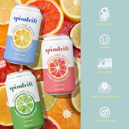 Spindrift Sparkling Water, 4 Flavor Variety Pack, Made with Real Squeezed Fruit, 12 Fl Oz (Pack of 20)-UPStoxs