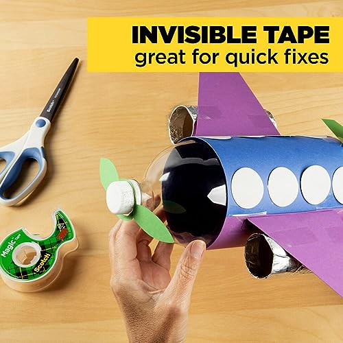 Scotch Magic Tape, 3 Rolls, Numerous Applications, Invisible, Engineered for Repairing, 3/4 x 300 Inches, Dispensered (3105)-UPStoxs