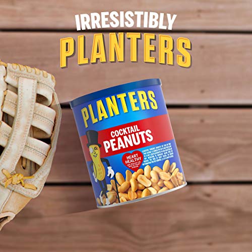 PLANTERS Salted Cocktail Peanuts, Party Snacks, Plant Based Protein 16oz (1 Canister)-UPStoxs