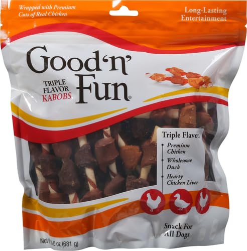 Good'N'Fun Triple Flavored Rawhide Kabobs for Dogs, 1.5 Pound (Pack of 1)-UPStoxs