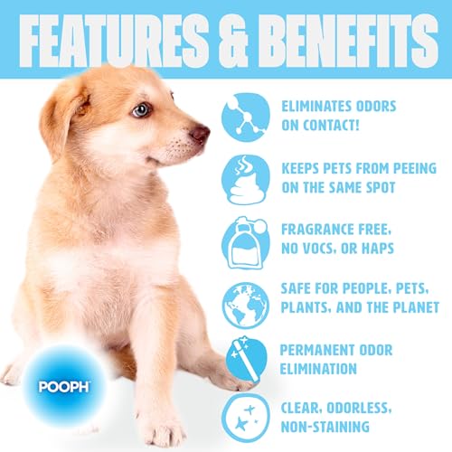 Pooph Pet Odor Eliminator, 32oz Spray - Dismantles Odors on a Molecular Basis, Dogs, Cats, Freshener, Urine, Poop, Pee, Deodorizer, Natures, Puppy, Fresh, Clean, Furniture, Potty, Safe-UPStoxs