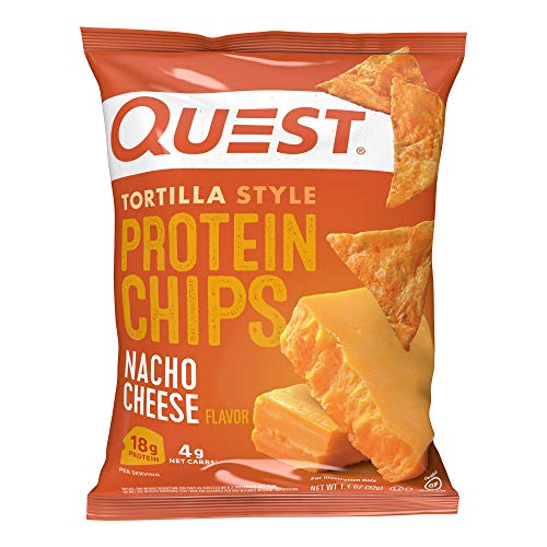 Quest Nutrition Nacho Cheese Tortilla Style Protein Chips, 18g Protein, 4g Net Carb, Low Carb, Gluten Free, 1.1 oz (Pack of 12)-UPStoxs
