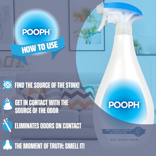 Pooph Pet Odor Eliminator, 32oz Spray - Dismantles Odors on a Molecular Basis, Dogs, Cats, Freshener, Urine, Poop, Pee, Deodorizer, Natures, Puppy, Fresh, Clean, Furniture, Potty, Safe-UPStoxs