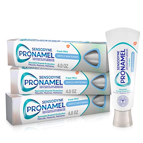 Sensodyne Pronamel Gentle Teeth Whitening Enamel Toothpaste for Sensitive Teeth, to Reharden and Strengthen Enamel, Amazon Exclusive, Fresh Mint - 4 Ounces (Pack of 3)-UPStoxs