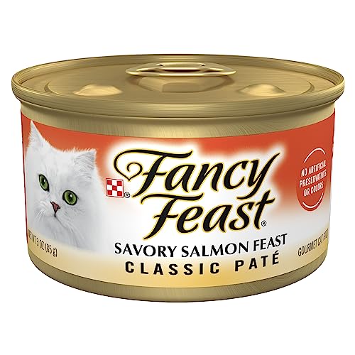 Purina Fancy Feast Salmon Feast Classic Grain Free Wet Cat Food Pate - 3 Ounce Cans (Pack of 24)-UPStoxs