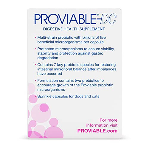 Proviable Digestive Health Supplement Multi-Strain Probiotics and Prebiotics for Cats and Dogs - With 7 Strains of Bacteria, 30 Capsules-UPStoxs