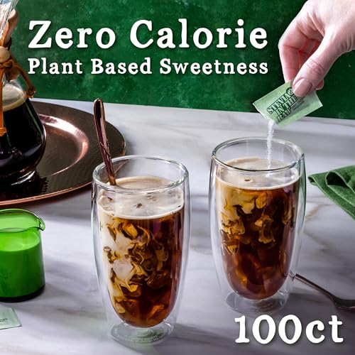 Stevia In The Raw, Plant Based Zero Calorie, No Erythritol, Sugar Substitute, Sugar-Free Sweetener for Coffee, Hot & Cold Drinks, Suitable For Diabetics, Vegan, Gluten-Free, 100Count Packets (1 Pack)-UPStoxs