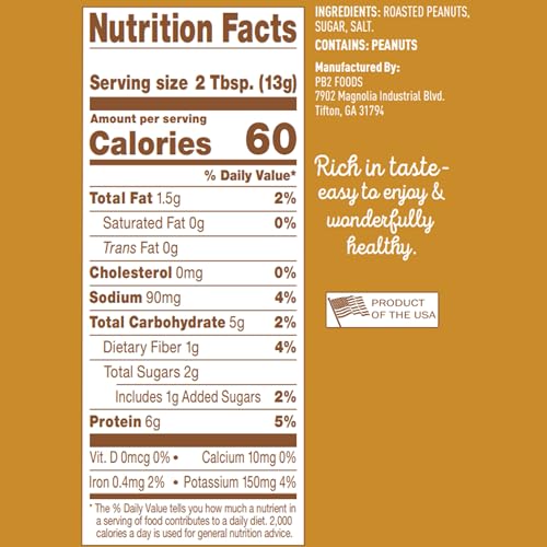 PB2 Original Powdered Peanut Butter - 6g of Protein, 90% Less Fat, Certified Gluten Free, Only 60 Calories per Serving, Perfect for Protein Shakes, Smoothies, and Low-Carb, Keto Diets-UPStoxs