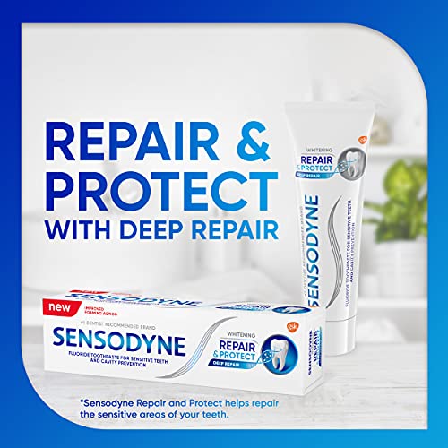 Sensodyne Repair and Protect Whitening Toothpaste, Toothpaste for Sensitive Teeth and Cavity Prevention, 3.4 oz (Pack of 2)-UPStoxs