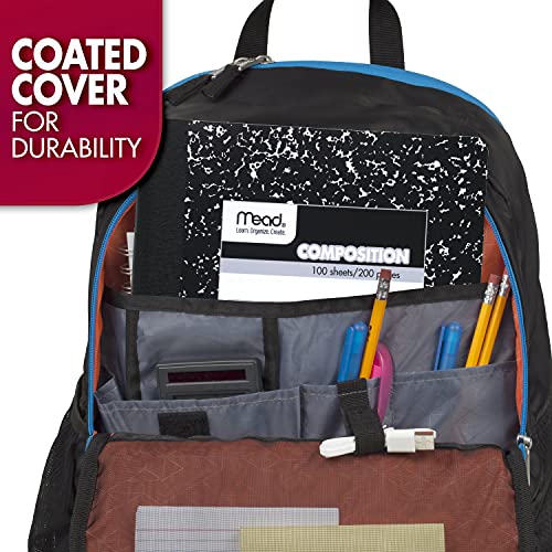 Mead Composition Notebooks, 3 Pack, Wide Ruled Paper, 9-3/4" x 7-1/2", 100 Sheets per Comp Book, Black Marble (38301)-UPStoxs