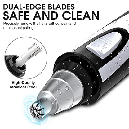 Ear and Nose Hair Trimmer Clipper - 2024 Professional Painless Eyebrow & Facial Hair Trimmer for Men Women,Battery-Operated Trimmer with IPX7 Waterproof,Dual Edge Blades for Easy Cleansing Black-UPStoxs