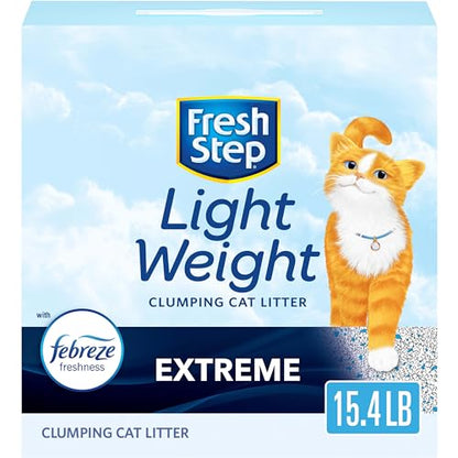 Fresh Step Clumping Cat Litter, Lightweight, Extreme, Long Lasting Odor Control Kitty Litter with Activated Charcoal, Low Dust Formula, 15.4 lb (Package May Vary)-UPStoxs