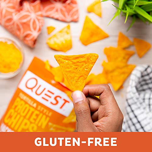 Quest Nutrition Nacho Cheese Tortilla Style Protein Chips, 18g Protein, 4g Net Carb, Low Carb, Gluten Free, 1.1 oz (Pack of 12)-UPStoxs