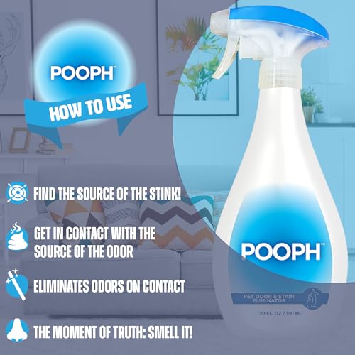 Pooph Pet Odor Eliminator, 20oz Spray - Dismantles Odors on a Molecular Basis, Dogs, Cats, Freshener, Urine, Poop, Pee, Deodorizer, Natures, Puppy, Fresh, Clean, Furniture, Potty, Safe-UPStoxs