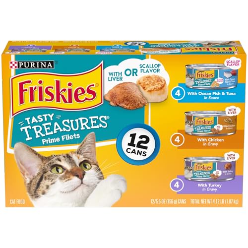 Purina Friskies Gravy Wet Cat Food Variety Pack, Tasty Treasures Prime Filets - 5.5 Ounce (Pack of 12)-UPStoxs
