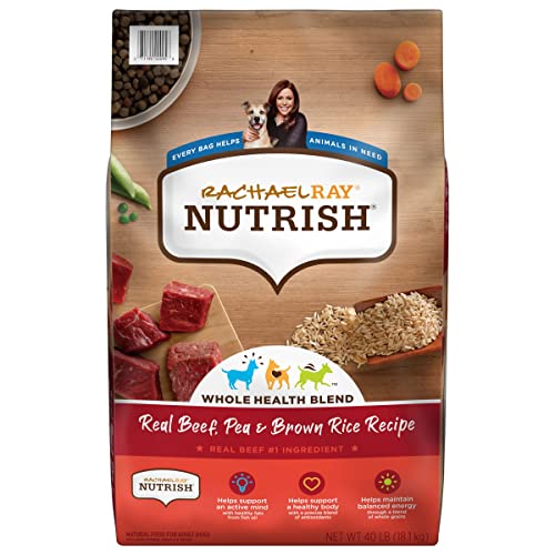 Rachael Ray Nutrish Premium Natural Dry Dog Food with Added Vitamins, Minerals & Taurine, Real Beef, Pea, & Brown Rice Recipe, 40 Pounds (Packaging May Vary)-UPStoxs