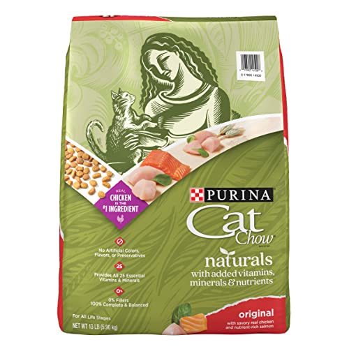 Purina Cat Chow Naturals With Added Vitamins, Minerals and Nutrients Dry Cat Food, Naturals Original - 13 lb. Bag-UPStoxs