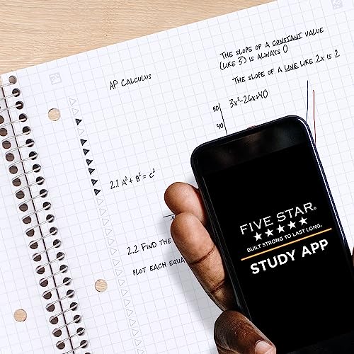 Five Star Spiral Notebook + Study App, 1 Subject, Graph Ruled Paper, Fights Ink Bleed, Water Resistant Cover, 8-1/2" x 11", 100 Sheets, Tidewater Blue (06190AA4)-UPStoxs