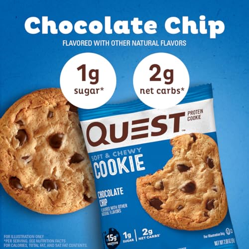 Quest Nutrition Chocolate Chip Protein Cookie; Keto Friendly; High Protein; Low Carb; 12 Count-UPStoxs