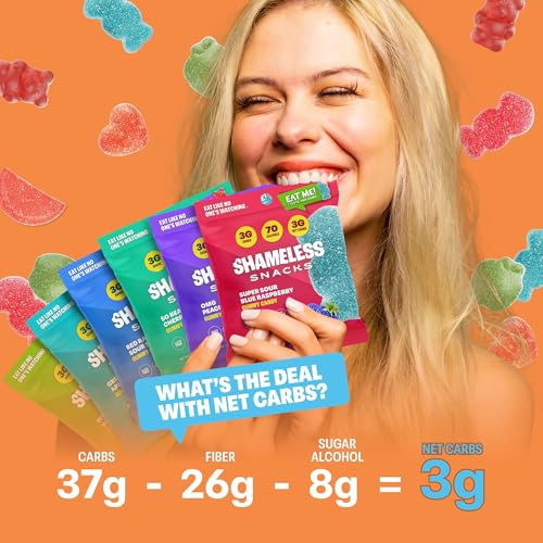 Shameless Snacks - Healthy Low Calorie Snacks, Low Carb Keto Gummies (Gluten Free Candy) - 6 Pack Super Variety Pack-UPStoxs