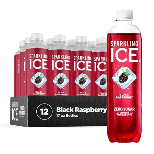 Sparkling Ice, Black Raspberry Sparkling Water, Zero Sugar Flavored Water, with Vitamins and Antioxidants, Low Calorie Beverage, 17 fl oz Bottles (Pack of 12)-UPStoxs