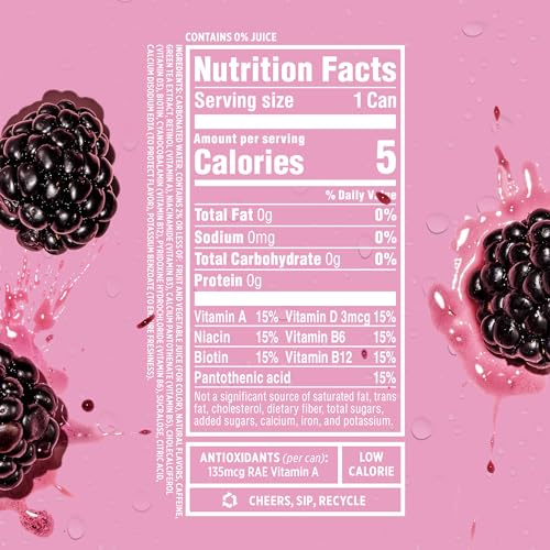 Sparkling Ice +Caffeine Black Raspberry Sparkling Water with Caffeine, Zero Sugar, with Antioxidants and Vitamins,16 fl oz Cans (Pack Of 12)-UPStoxs