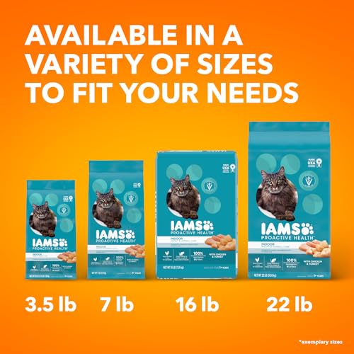 IAMS PROACTIVE HEALTH Adult Indoor Weight Control & Hairball Care Dry Cat Food with Chicken & Turkey Cat Kibble, 7 lb. Bag-UPStoxs