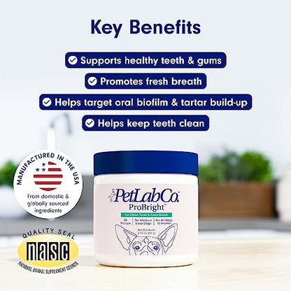 PetLab Co. ProBright Dental Powder - Dog Breath Freshener - Teeth Cleaning Made Easy – Targets Tartar & Bad Breath - Formulated for Small Dogs-UPStoxs