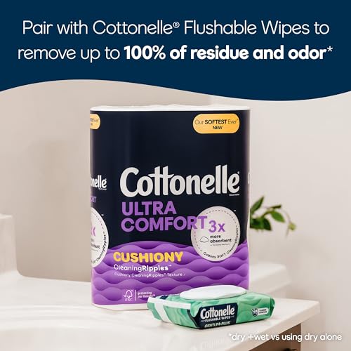 Cottonelle Ultra Comfort Toilet Paper with Cushiony CleaningRipples Texture, 24 Family Mega Rolls (24 Family Mega Rolls = 108 Regular Rolls) (4 Packs of 6), 296 Sheets per Roll, Packaging May Vary-UPStoxs