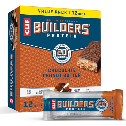 CLIF Builders - Chocolate Peanut Butter Flavor - Protein Bars - Gluten-Free - Non-GMO - Low Glycemic - 20g Protein - 2.4 oz.-UPStoxs