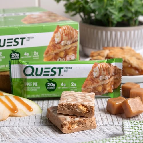 Quest Nutrition Apple Pie Protein Bar, 20g Protein, 4g Net Carbs, 2g Sugar, Gluten Free, Keto Friendly, 12 Count-UPStoxs