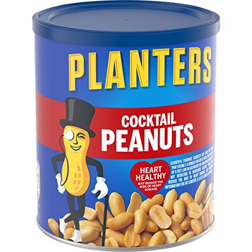 PLANTERS Salted Cocktail Peanuts, Party Snacks, Plant Based Protein 16oz (1 Canister)-UPStoxs