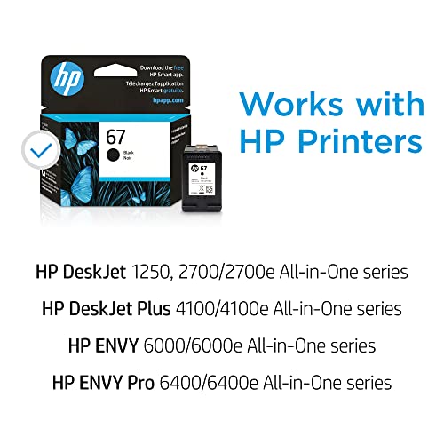 HP 67 Black Ink Cartridge | Works with HP DeskJet 1255, 2700, 4100 Series, HP ENVY 6000, 6400 Series | Eligible for Instant Ink | 3YM56AN-UPStoxs